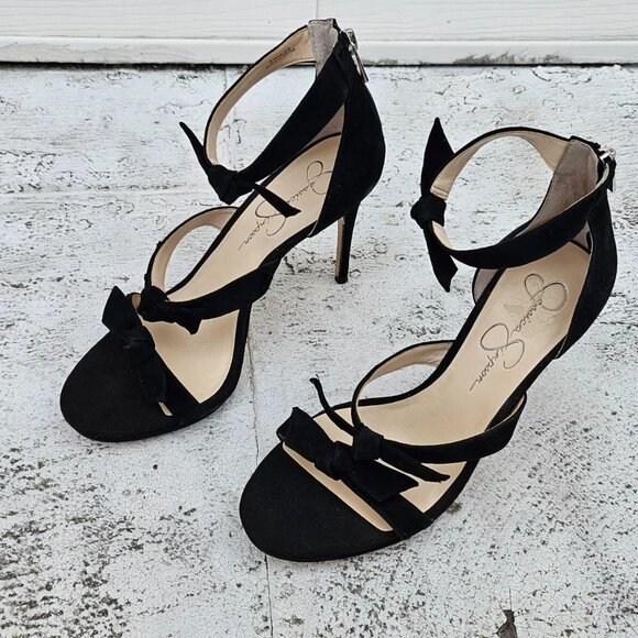 Jessica Simpson Women Heel Pump Sandal Black Suede Upper JS Kaycie Size 8.5M 39 - Picture 3 of 13